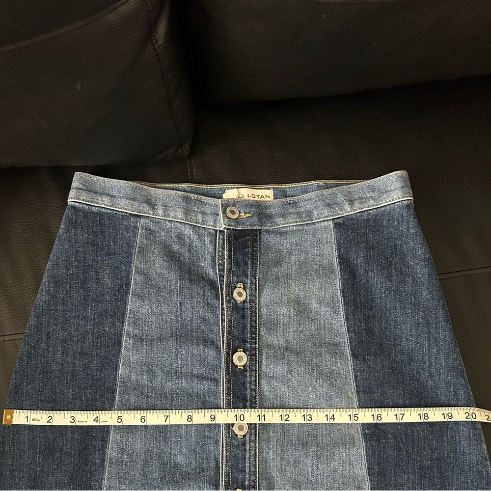 Nili Lotan Madeline Patchwork Denim Skirt Size 30 - Picture 6 of 6